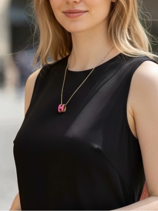 Neon Pink Pendant Necklace